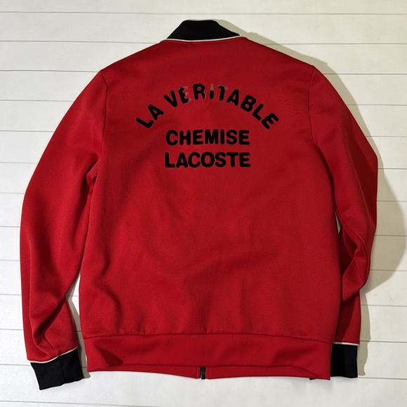 Lacoste mens S Small 3 red full zip contrast accent sport sweatshirt - Picture 9 of 11